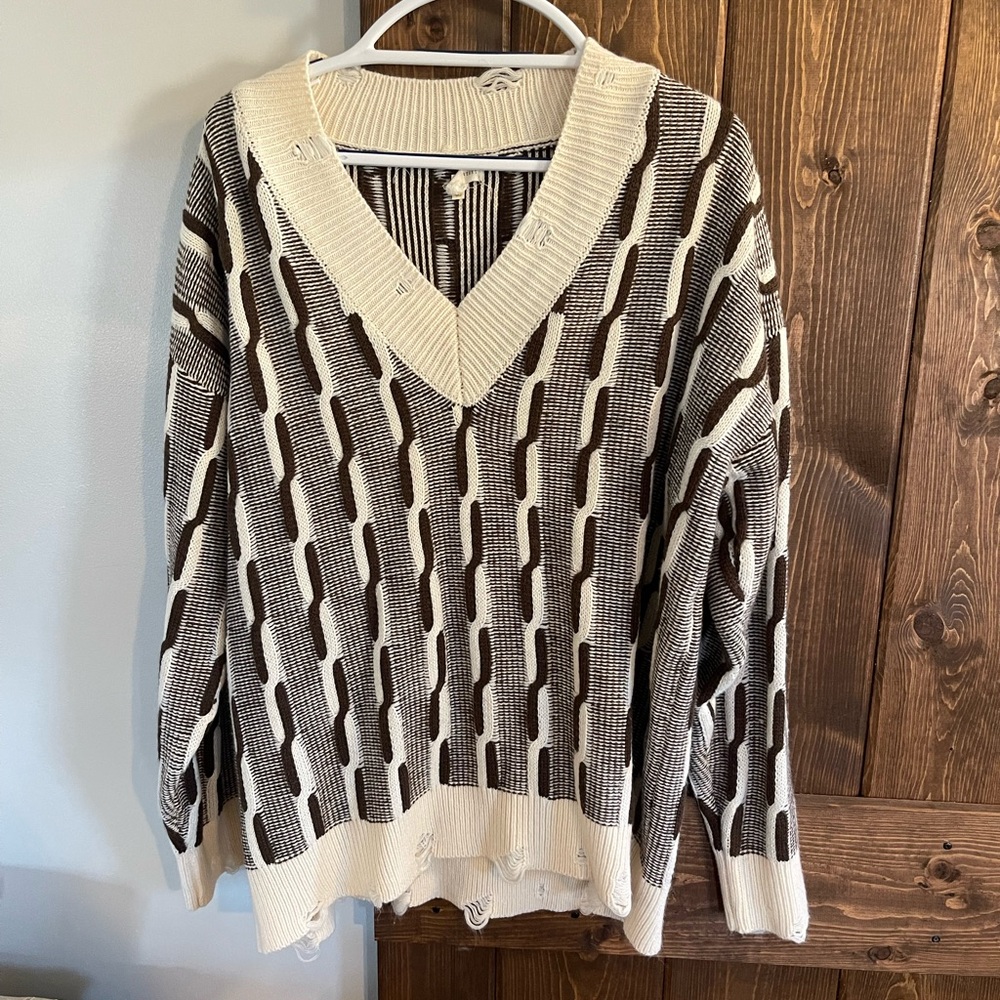Gilded Intent Brown and Cream Striped Hoodie